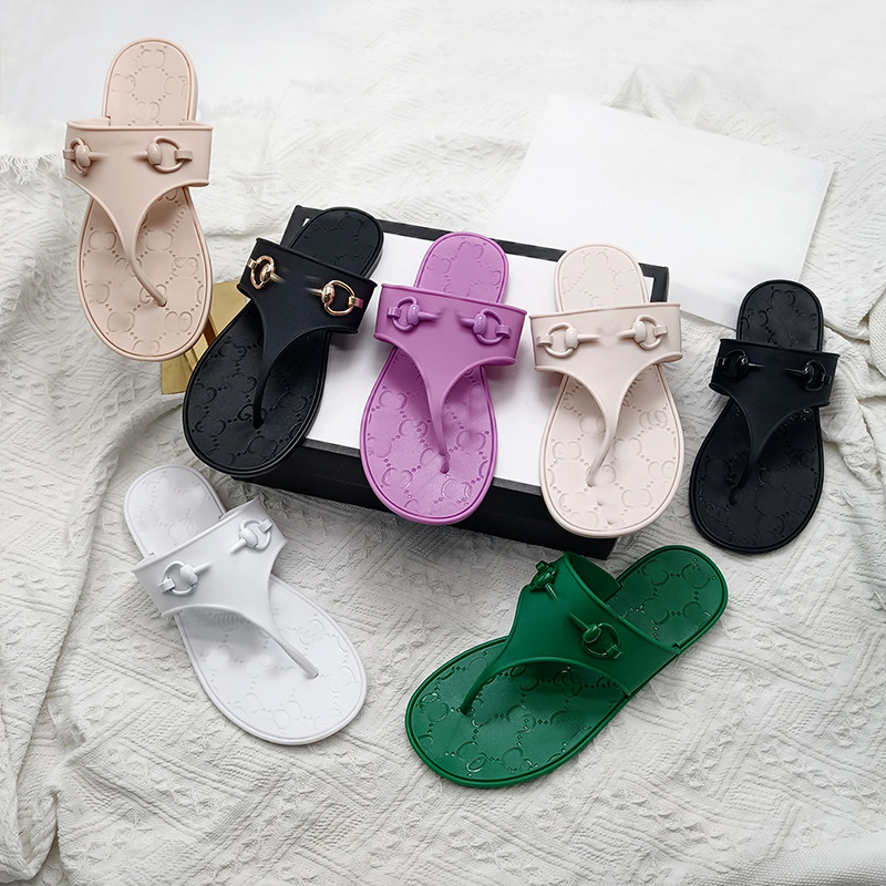 1 GG herringbone flat slippers European and American brand women's shoes - Image 1