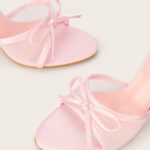 Summer Round Toe Pink Mesh Bow High-Heeled - Image 2
