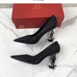 European and American Solid Color Full Diamond High Heels - Image 3