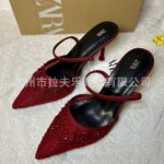 ZA2025 mesh breathable rhinestone pointed high heels - Image 2