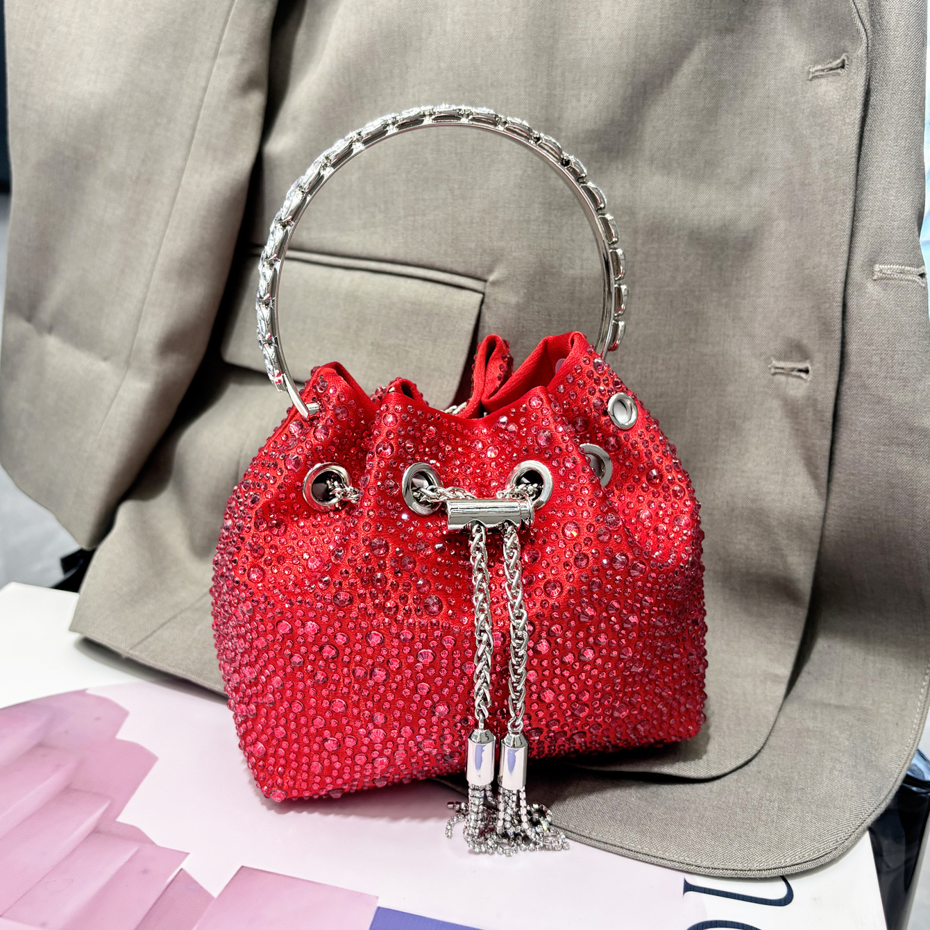 253 Autumn and Winter New Volcanic Stone Ring Colorful Bucket Bag - Image 1
