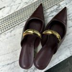 Women's French Style Thick Mid-Heel Metal Toe