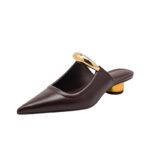 Women's French Style Thick Mid-Heel Metal Toe - Image 3