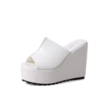 Thick Sole Leather Waterproof Platform High Heel Sandals for Women - Image 5
