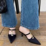 French-style pointed-toe strappy stiletto sandals for women