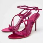 Women's New Silks and Satins Effect One-Line Round Toe Stiletto Heels - Image 5