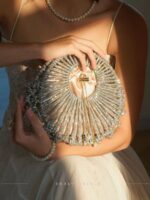 UGALS French-style openwork hand-woven rhinestone basket bag - Image 2