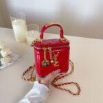 Light Luxury Small Chanel-Style Box Bag with Gold Ball Chain, Small Square Bag - Image 2