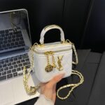 Light Luxury Small Chanel-Style Box Bag with Gold Ball Chain, Small Square Bag - Image 3
