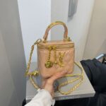 Light Luxury Small Chanel-Style Box Bag with Gold Ball Chain, Small Square Bag - Image 6