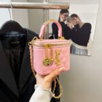 Light Luxury Small Chanel-Style Box Bag with Gold Ball Chain, Small Square Bag - Image 8