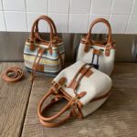 Cross-Border Design Rainbow Woven Bucket Bag