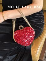 Diamond-Encrusted Heart-Shaped Clutch Bag - Image 2