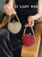 Diamond-Encrusted Heart-Shaped Clutch Bag - Image 3