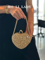 Diamond-Encrusted Heart-Shaped Clutch Bag - Image 4