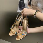 Mi Ting Colorful Rhinestone High-Heeled Transparent Strap Crystal Shoes - Image 9