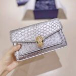 Genuine Leather Ostrich Pattern Snake Head Bag