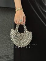 Hand-woven pearl crescent gold bead dumpling handbag - Image 5
