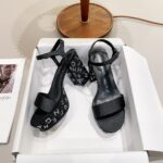Open Toe Rhinestone Letter Thick Heel - Image 4