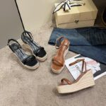 New Square-Toe Espadrille Wedge Heels - Image 2