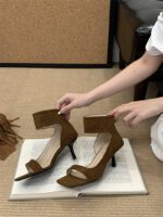 Women's Retro Suede Open-Toe Closed-Heel Sandals - Image 4
