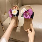 Summer Elegant Lady Butterfly Orchid Linen Sandals - Image 3