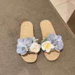 Summer Elegant Lady Butterfly Orchid Linen Sandals - Image 5