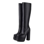 New chunky heel side zipper high boots - Image 4