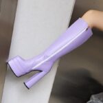 New chunky heel side zipper high boots - Image 6
