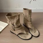 Thong-Toe Retro Roman Sandals with Belt Buckle Short Boots - Image 4