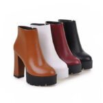 Ultra-high heel waterproof platform low-cut boots